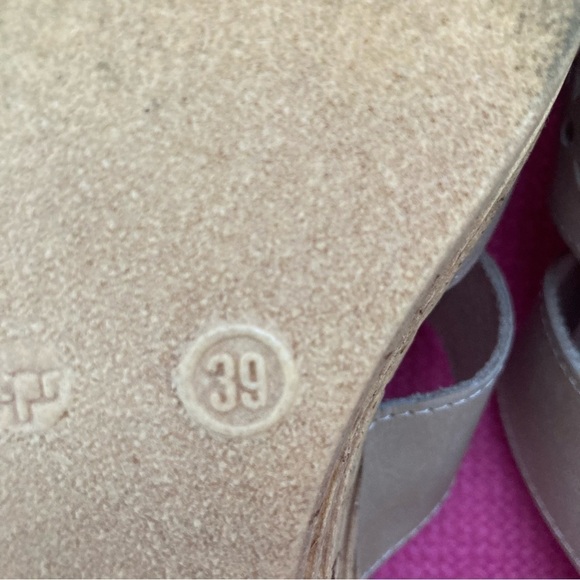 Spring Step Beige Leather Cork Slide Perforated Wedge Sandals Italy  Sz 8.5 - Picture 8 of 8